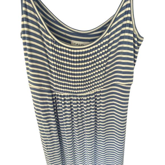 Calvin Klein Womens 10 Tank Sun Dress Maxi Empire Cotton Preppy Cottage Coastal - Picture 3 of 4